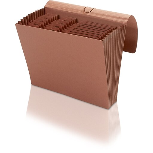 Staples® Kraft Expanding Files, Letter, JanDec Index with FlapElastic