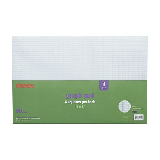 Staples 4 x 4 Graph Pad, 11" x 17", Each (18586) Staples