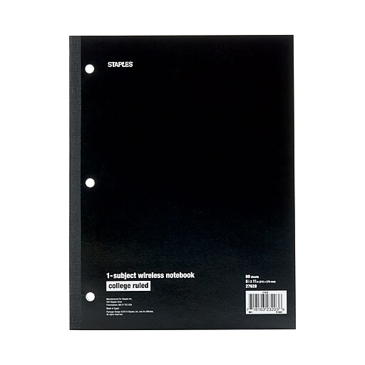 Staples® Wireless Notebook, College Ruled, 81/2" x 11", 80 Sheets
