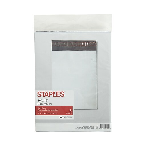 10" x 13" Staples Peel & Seal Poly Mailer, 5/PK (VMP1013) at Staples