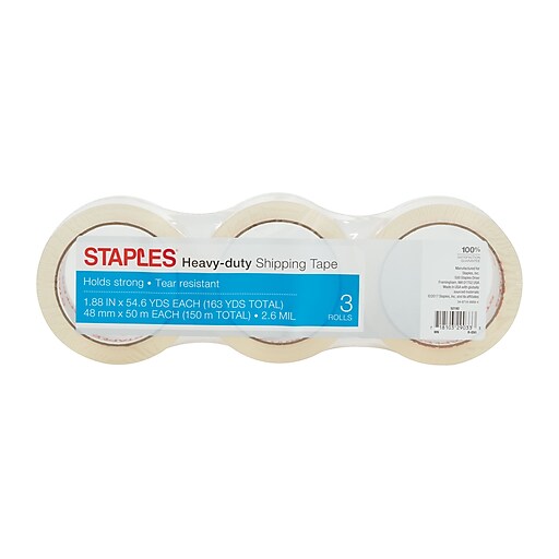 Staples Lightweight Moving & Storage Packing Tape , 2.83 x 54.6 yds.,  Clear, 6/Rolls (52204)