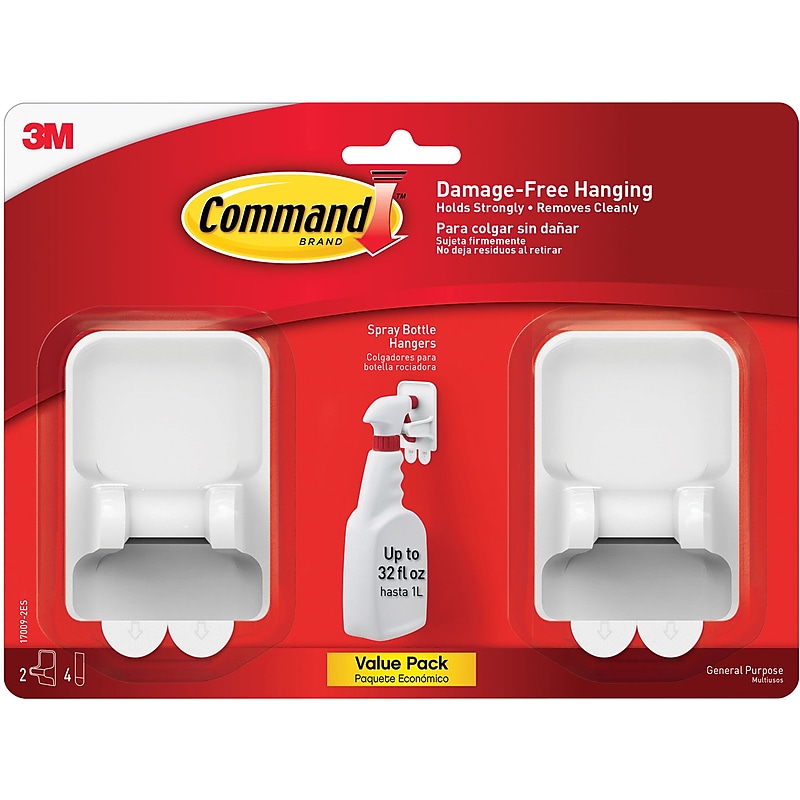 Command Spray Bottle Hangers, 2.5 lb., White, 2/Pack (17009-2ES) image 1