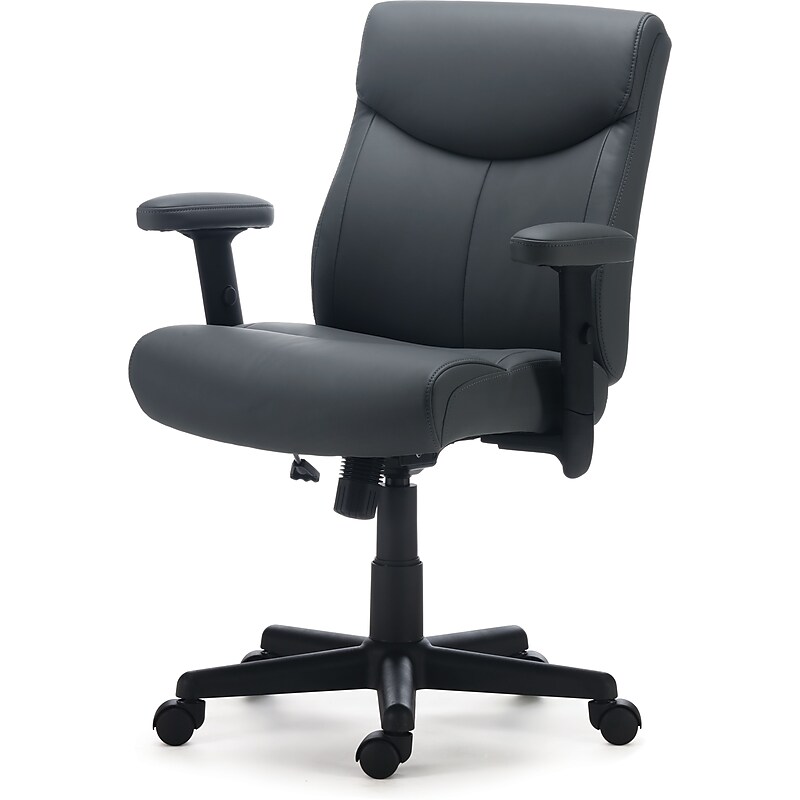 Staples Traymore Ergonomic Faux Leather Swivel Computer and Desk Chair, Gray (53246) image 1