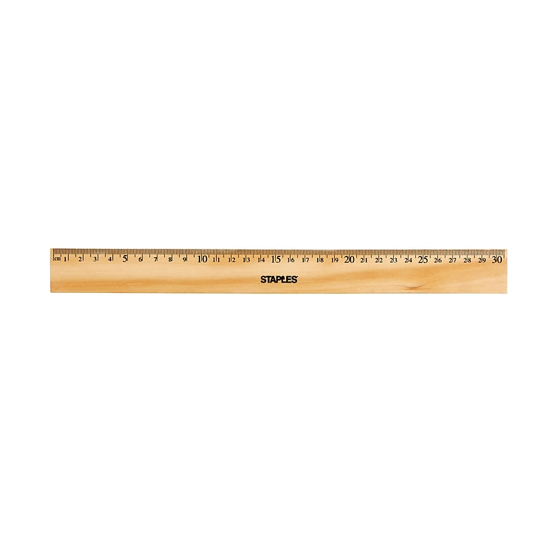 Staples 12" Wood/Brass Double Edge Ruler (51890) image 1