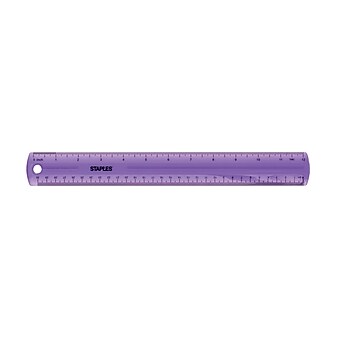 Staples 12" Plastic Ruler, Assorted Jewel Colors (51897)