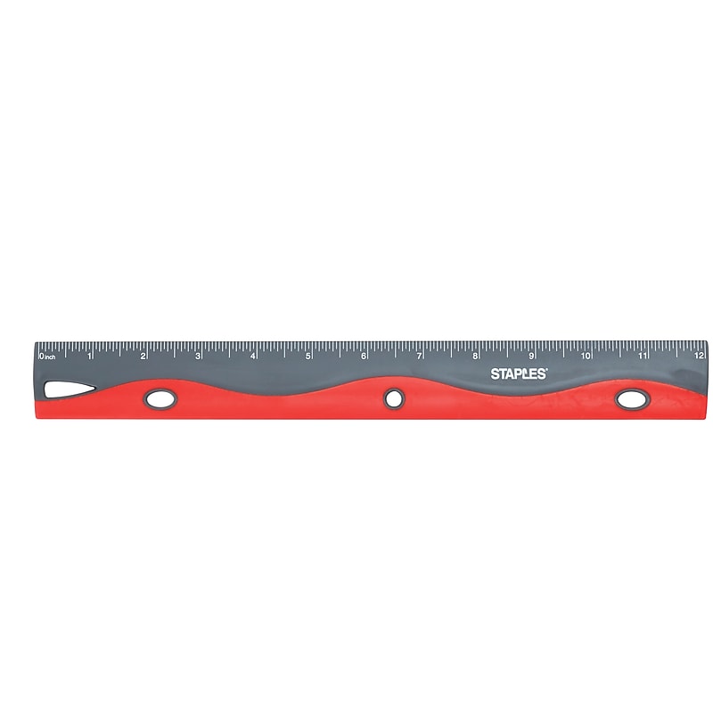 Staples Wave 12" Standard Imperial/Metric Scale Ruler, Assorted Colors (51896) image 1