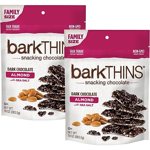 barkTHINS Dark Chocolate Almond with Sea Salt, 10 oz, 2 Pack Staples
