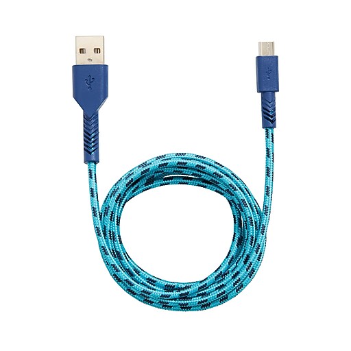 Shop Staples for Staples Braided Micro USB Cable, 6 ft., Teal/Navy
