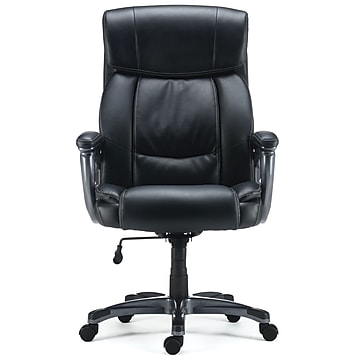 Staples Lockland Ergonomic Leather Managers Big & Tall Chair, 400 lb. Capacity, Black (58067)