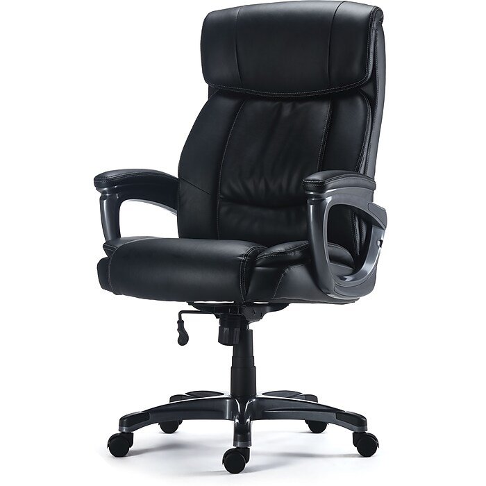 Staples Lockland Ergonomic Leather Managers Big Tall Chair 400 lb. Capacity Black 58067