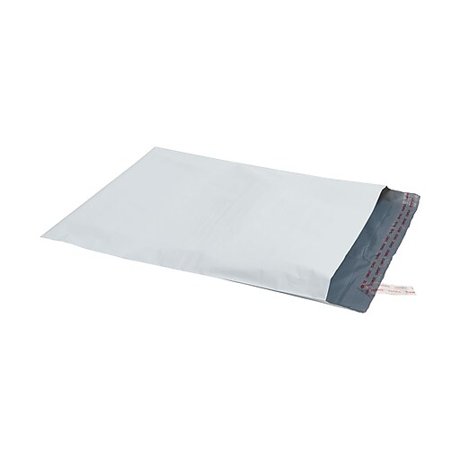 Staples RediStrip™ 14" x 19" Poly Mailers, White, 100/Box (51644) at