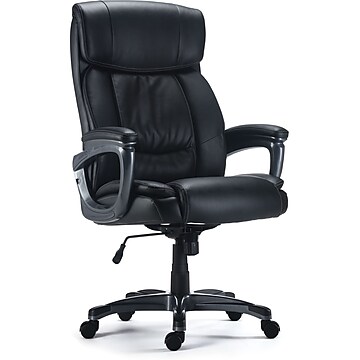 Staples Lockland Ergonomic Leather Managers Big & Tall Chair, 400 lb. Capacity, Black (58067)