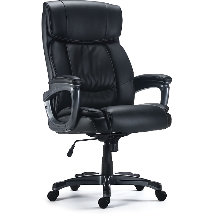 staples.com | Staples Lockland Ergonomic Leather Managers Big & Tall Chair, 400 lb. Capacity, Black (58067)
