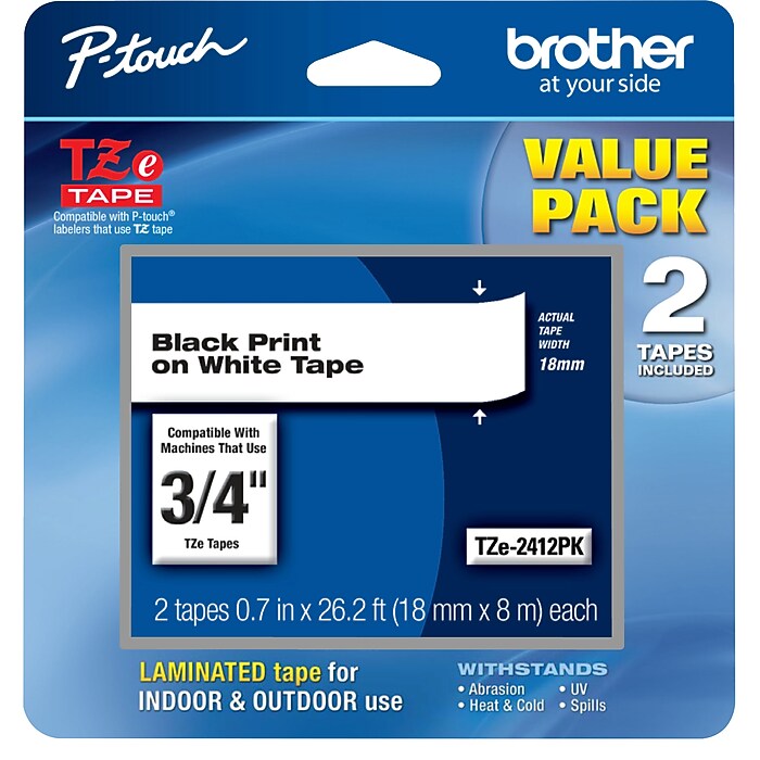 Brother P-touch TZe-241 Laminated Label Maker Tape, 3/4