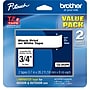 Brother P-touch TZe-241 Laminated Label Maker Tape, 3/4" x 26-2/10', Black On White, 2/Pack (TZe-2412PK)~#|#~s1128536_sc7