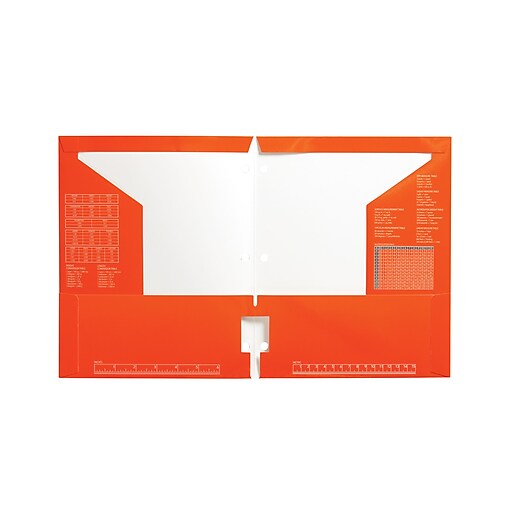 Staples 4Pocket Paper Folder, Orange Staples