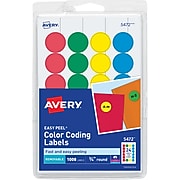 Avery® Round 3/4" Diameter Print & Write Color Coding Labels