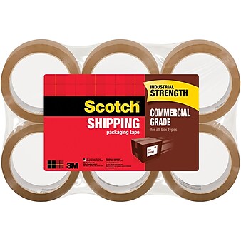 Scotch® Commercial Grade Shipping Packing Tape, Tan, 1.88"W x 54.6 Yards, 6 Rolls (3750T-6)