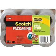 Scotch® Sure Start Shipping Packing Tape, 1.88" x 25 yds., Clear, 6 Rolls (DP-1000RF6)