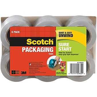 Scotch® Sure Start Shipping Packing Tape, 1.88" x 25 yds., Clear, 6 Rolls (DP-1000RF6)
