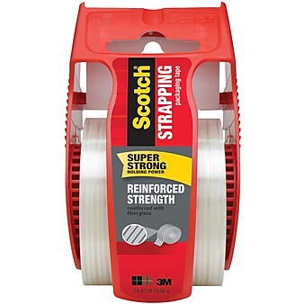 Scotch® Reinforced Strength Shipping Strapping Tape with Dispenser, 1.88" x 10 yds., Clear (50)