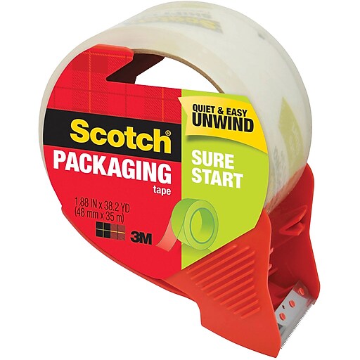 Scotch® Sure Start Shipping Packing Tape with Refillable Dispenser, 1.88" x 38.2 yds., Clear