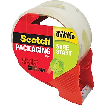 Scotch® Sure Start Shipping Packing Tape with Refillable Dispenser, 1.88" x 38.2 yds., Clear (3450S-RD)