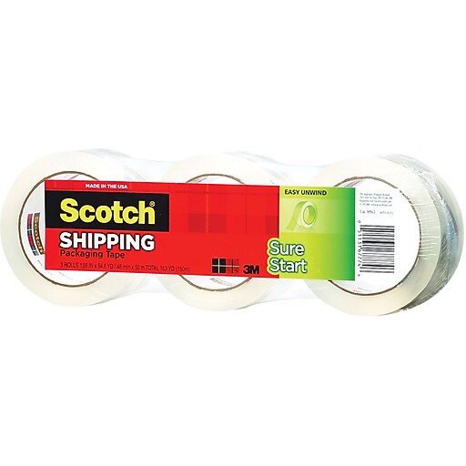 Scotch Sure Start Packing Tape, 1.88" x 43.7 yds., Clear, 8/Pack (3450