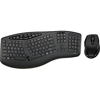 Staples Wireless Ergo Keyboard and Optical Mouse, Black (53231)