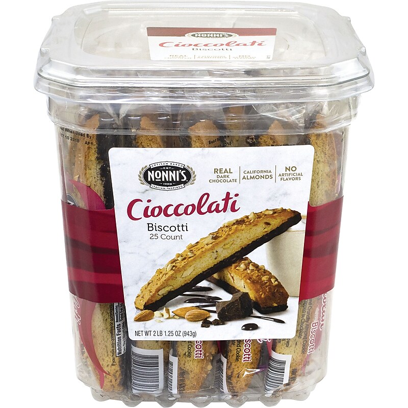 Nonni's Individually Wrapped Cioccolati Biscotti Cookies, 1.25 oz, 25/Pack(Nonnis) image 1
