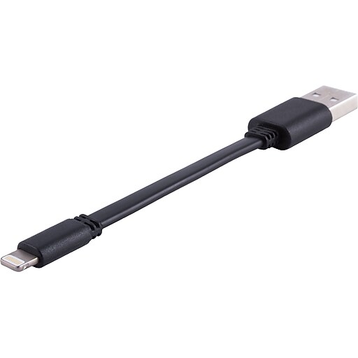 Staples 4" Lightning to USB Charge/Sync Cable, Black at Staples