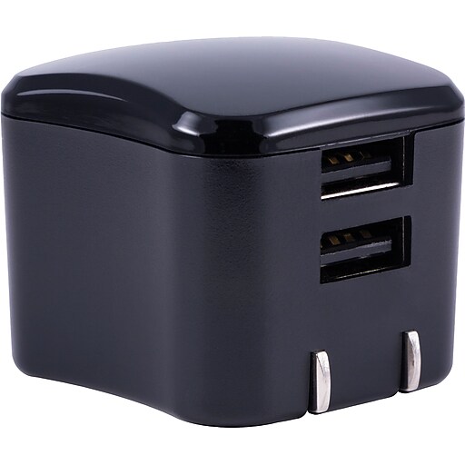 Staples Dual Device Rapid Wall Charger, 2.4 Amps, Black Staples