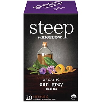 Steep by Bigelow Organic Earl Grey Black Tea, 20 Tea Bags/Box (RCB17700)