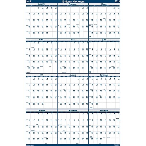 House Of Doolittle 19 Laminated Reversible Wall Planner Calendar 32 X 48 Inches Hod3961 Staples