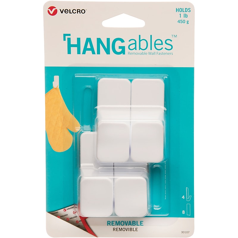 VELCRO HANGables Removable Small Hooks, White, 4/PK (VEL-30107-USA) image 1