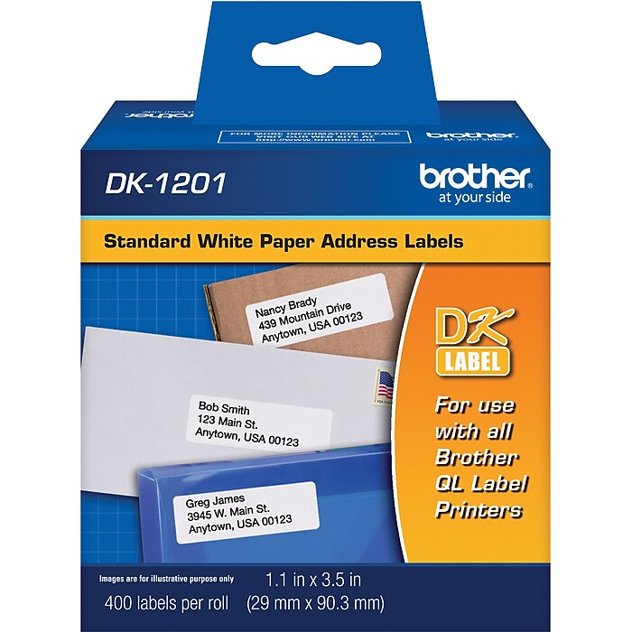 Brother DK-1201 Standard Address Paper Labels, 3-1/2