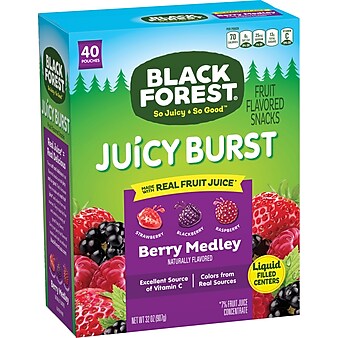 Black Forest Juicy Burst Berry Mix Fruit Snacks, 32 oz., 40 Packs/Box (FER02067)