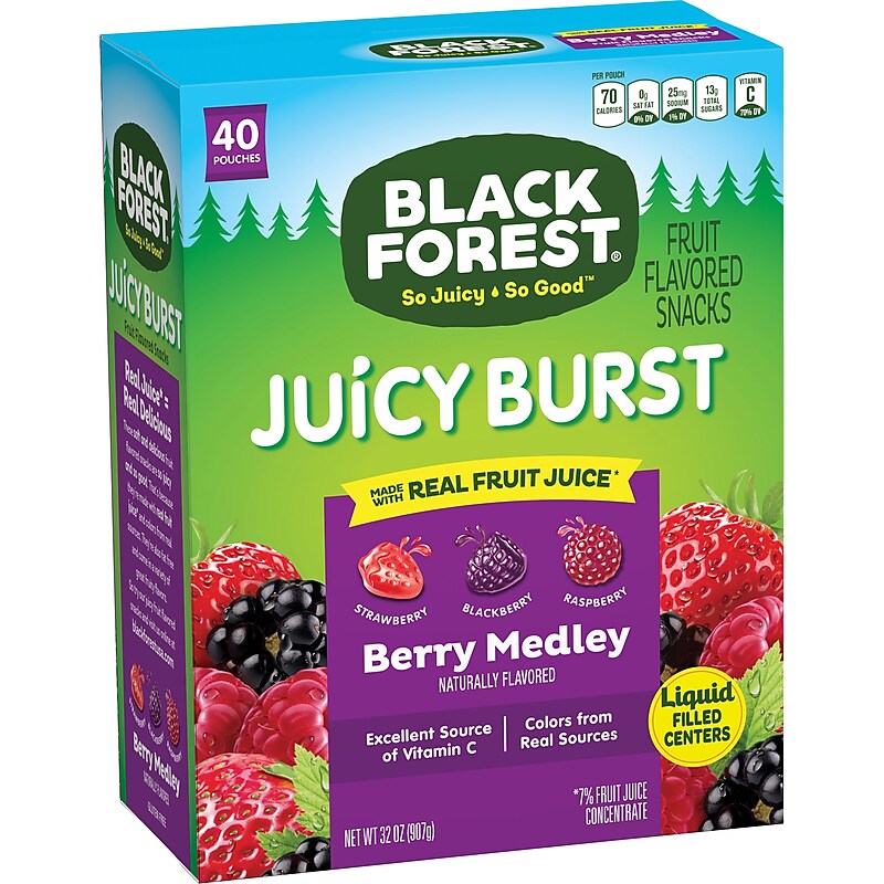 Black Forest Juicy Burst Gluten Free Berry Medley Fruit Gummies, 32 oz., 40 Packs/Box (FER02067) image 1