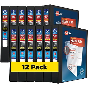 Avery Heavy Duty 1" 3-Ring View Binder, Black, 12/Pack (79699CT)