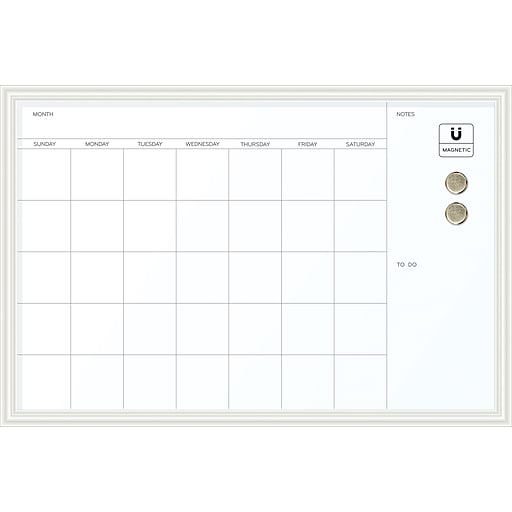 U Brands Dry Erase Calendar Whiteboard, 30" x 20", White Decor