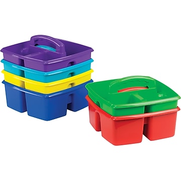 Storex Small Caddy Organizers, Office Supply Storage Containers, Assorted Colors, Set Of 6