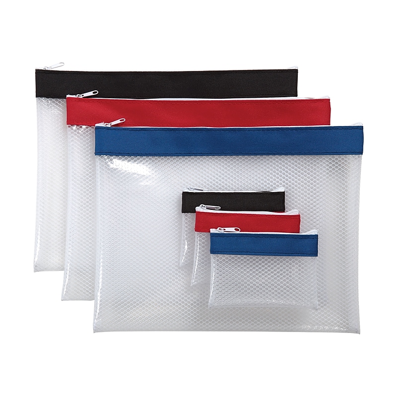 Staples Mesh Zip Envelope, Assorted Colors, Letter Size, 2/Pack (45557) image 1