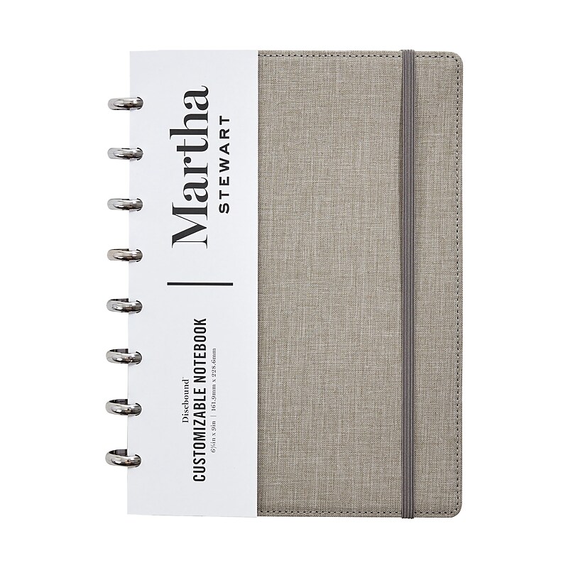 Martha Stewart 1-Subject Customizable Notebook, 6.375" x 9", College Ruled, 60 Sheets, Gray/Silver (MS102E) image 1