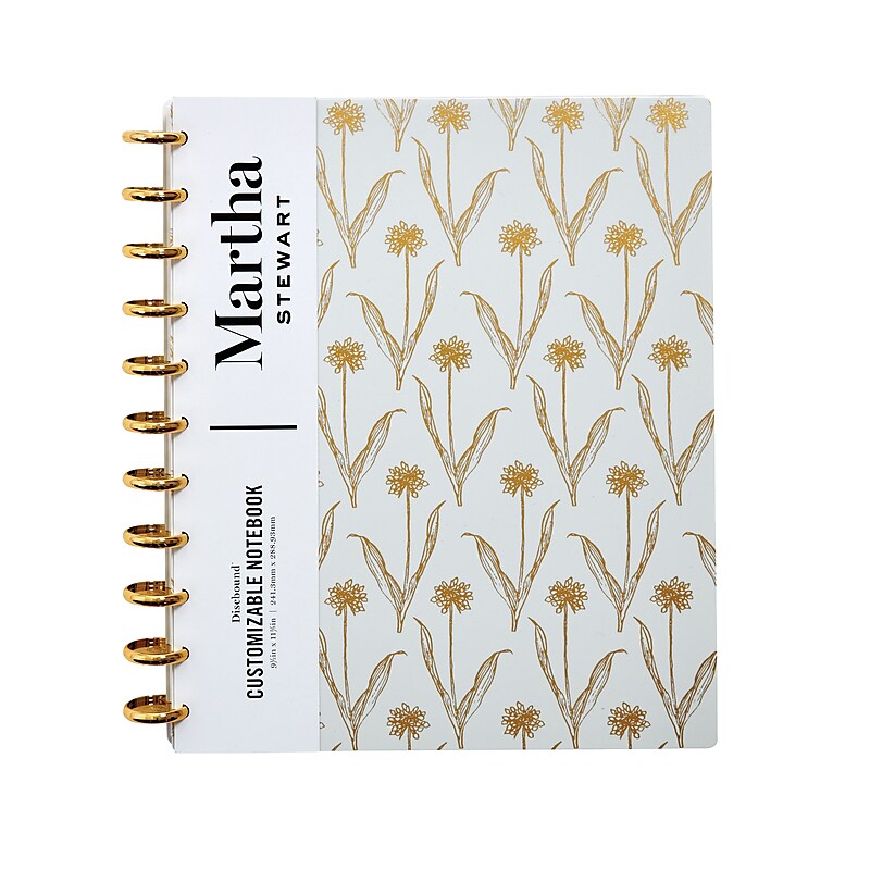 Martha Stewart Grey Floral Poly Letter Discbound Notebook (MS102K) image 1