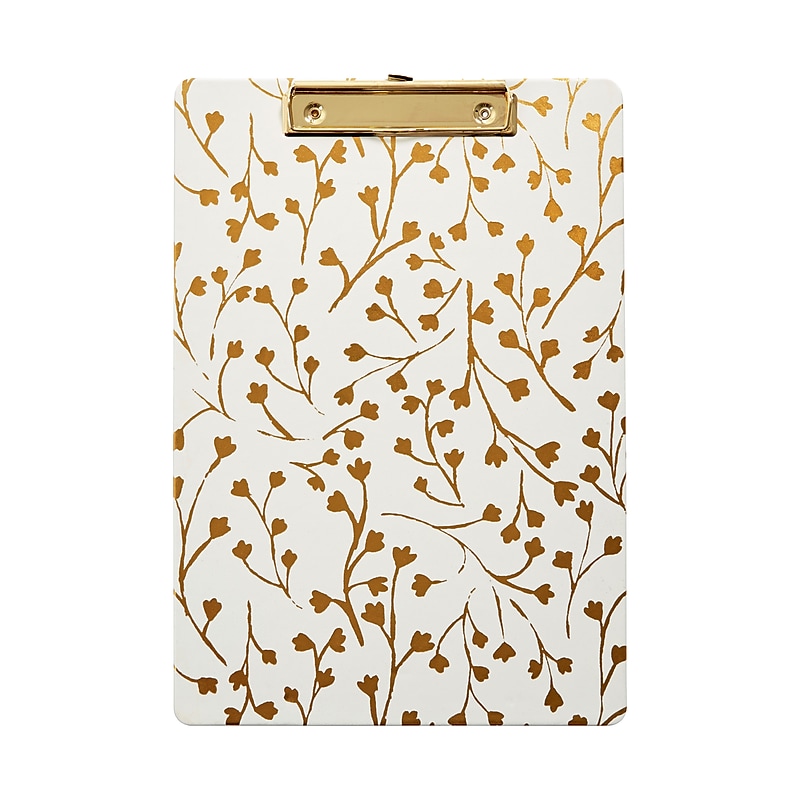 Martha Stewart Faux Leather Clipboard, White/Gold (MS102S) image 1