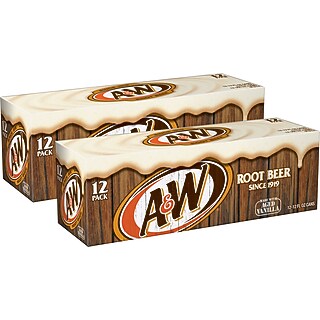 A&W Zero Sugar Root Beer Soda, 12 oz., 24 Cans/Carton (10000853