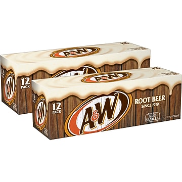 A&W Zero Sugar Root Beer Soda, 12 oz., 24 Cans/Carton (10000853