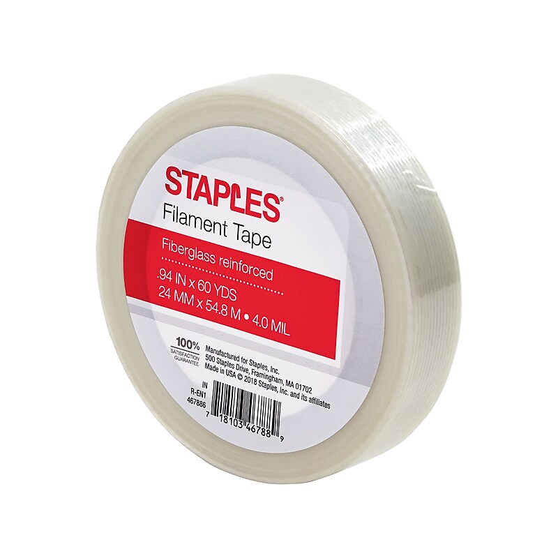 Staples 4 mil. Filament Tape, 0.9"W x 60 Yds. L, 3" Core (467886-CC) image 1