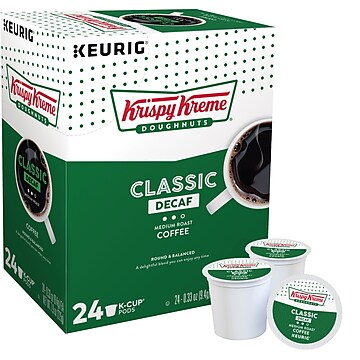 Krispy Kreme Classic Decaf Coffee Keurig® K-Cup® Pods, Medium Roast, 24/Box (06111)