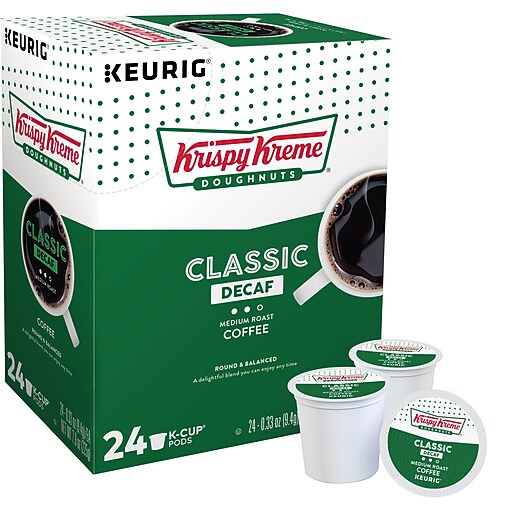 Krispy Kreme Classic Decaf Coffee Keurig KCup Pods, Medium Roast, 24